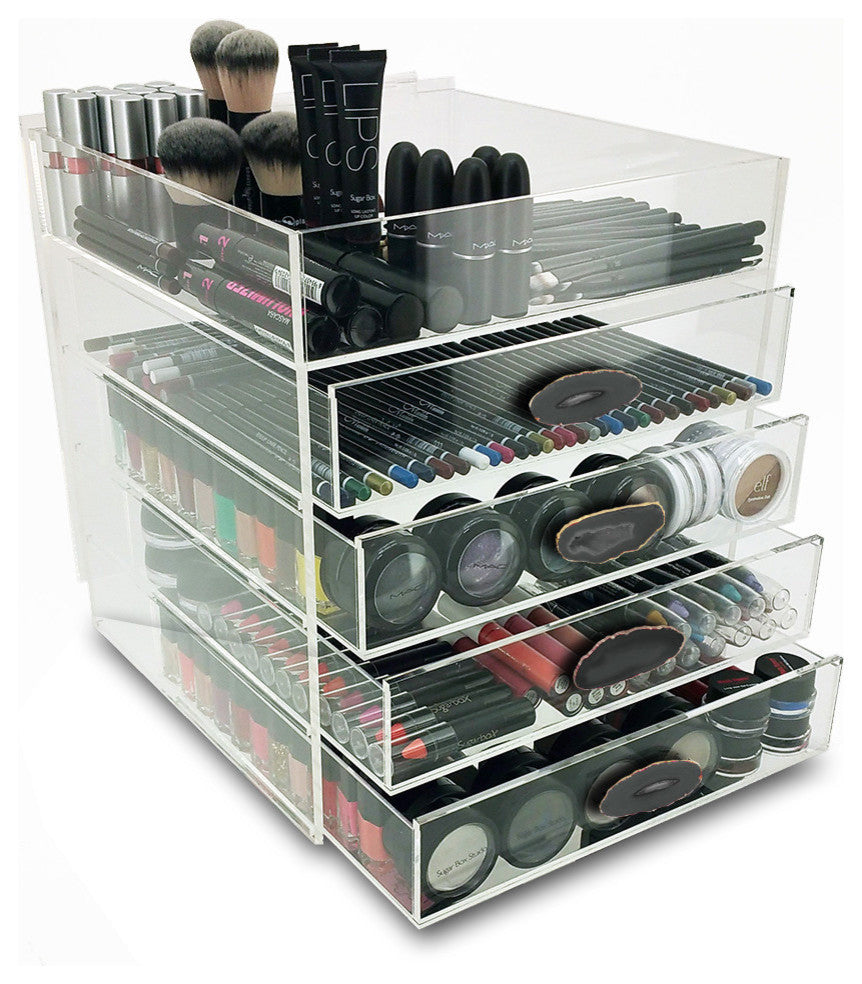 OnDisplay Ultimate Diva Cosmetic Organization Station - 12" Cube - Gold/Silver