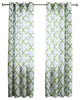 Velvet Reverse Moroccan Print Curtains, Pair, Green, 84"