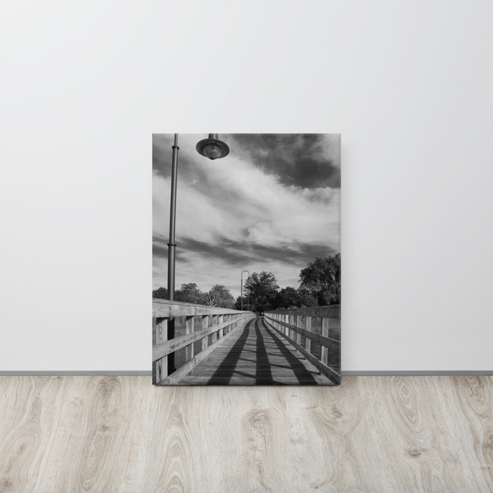 Follow the Lines Black & White Landscape Photo Canvas Wall Art Print, 18" X 24"
