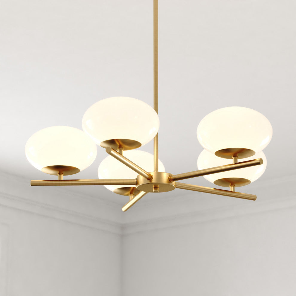 Sloane 27" 5 Light Chandelier Satin Brass