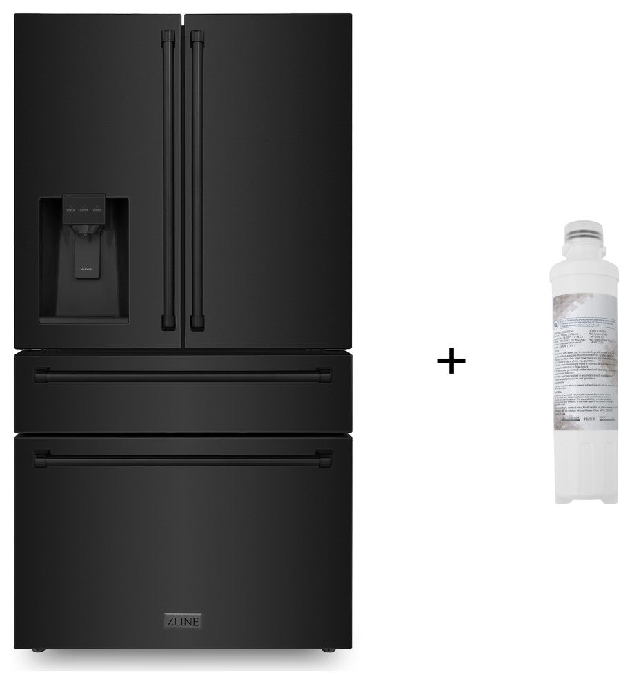 ZLINE 36" Refrigerator With Water and Ice Dispenser, Black RFM-W-WF-36-BS