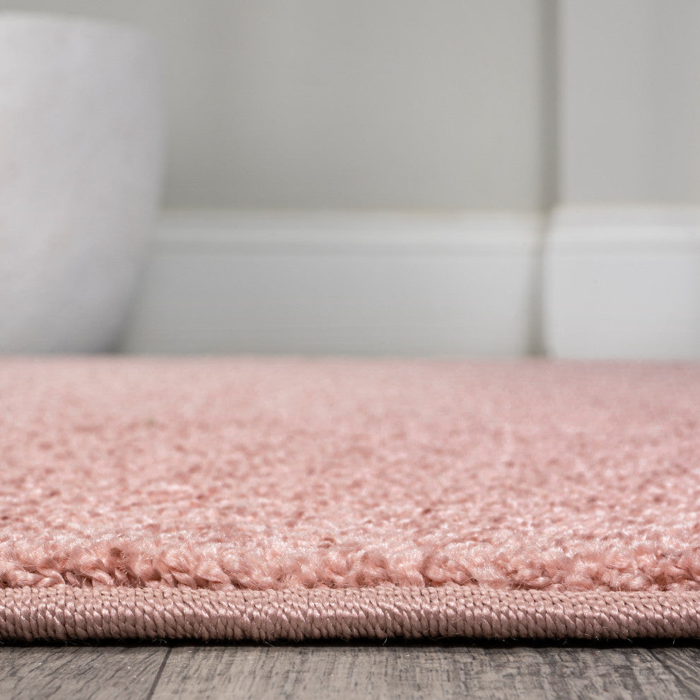 Haze Solid Low-Pile Pink 6' Square Area Rug