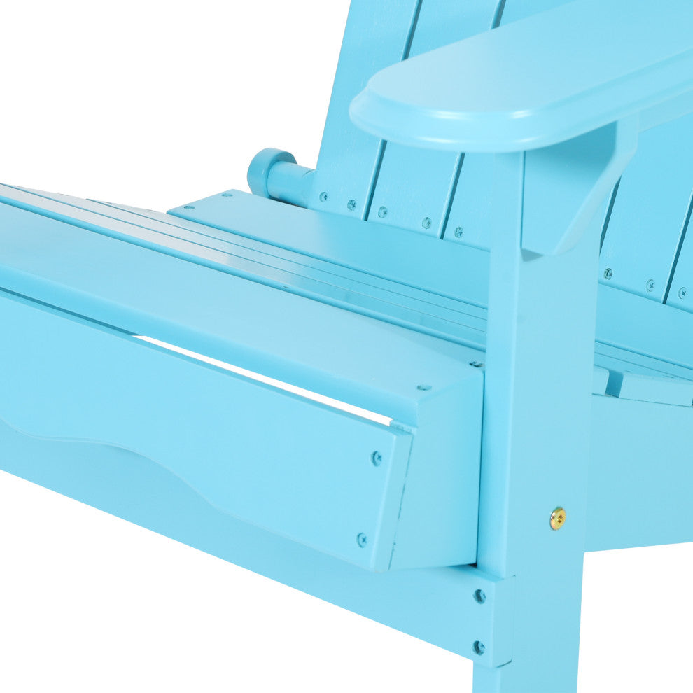 Cartagena Outdoor Acacia Wood Folding Adirondack Chair, Set of 4, Teal