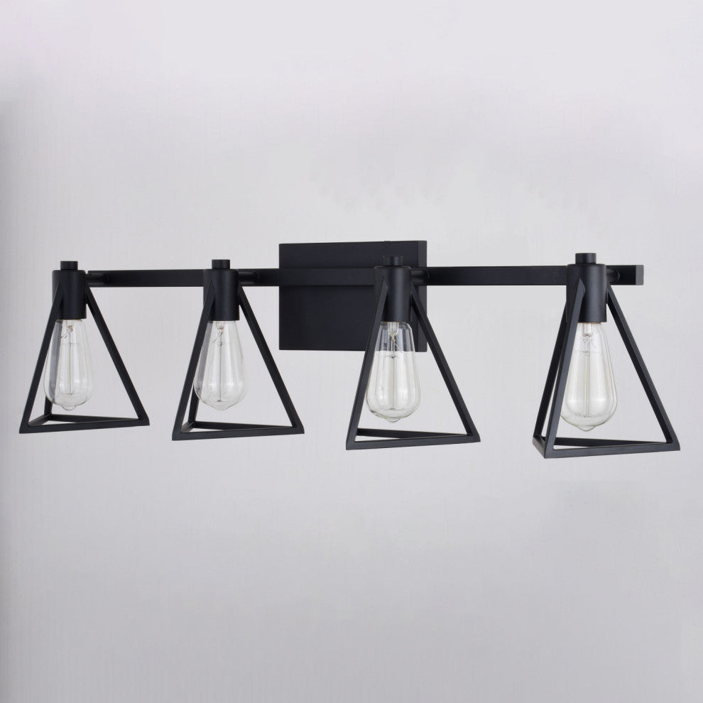 Ravenna 4 Light Matte Black Bathroom Vanity Fixture Metal Cage Shade