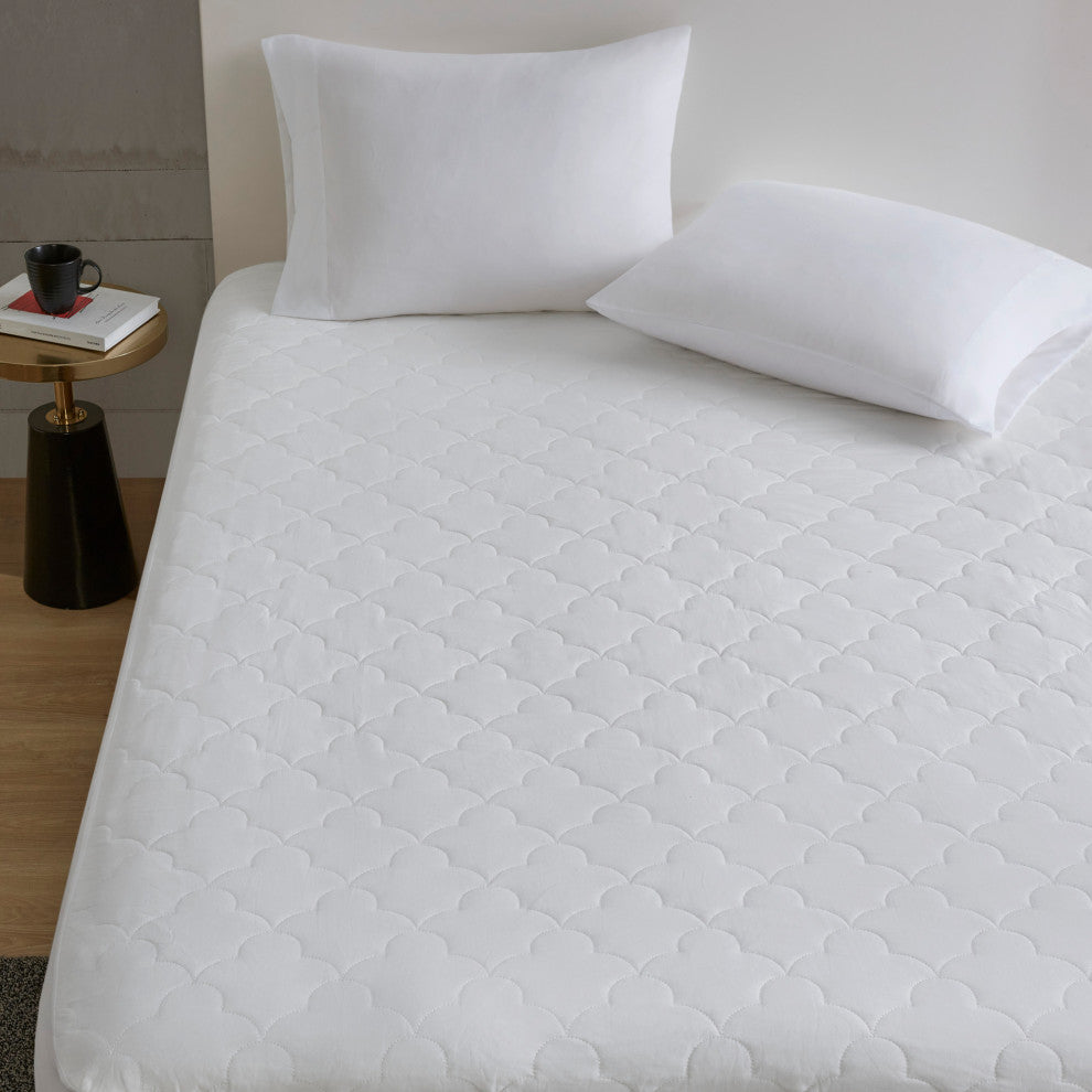 Sleep Philosophy Percale Double Insertion Filled Mattress Pad, White, Twin