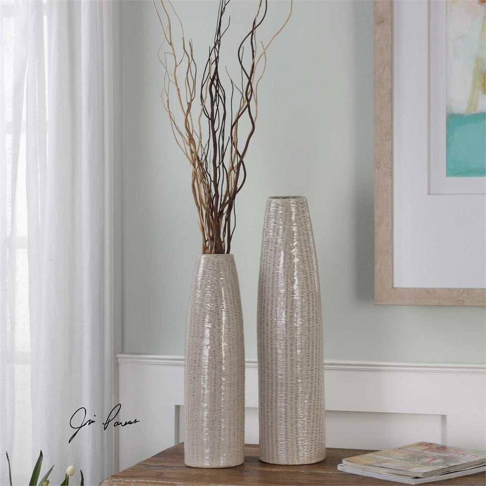 Sara Textured Ceramic Vases, Set of 2 Designed by Grace Feyock