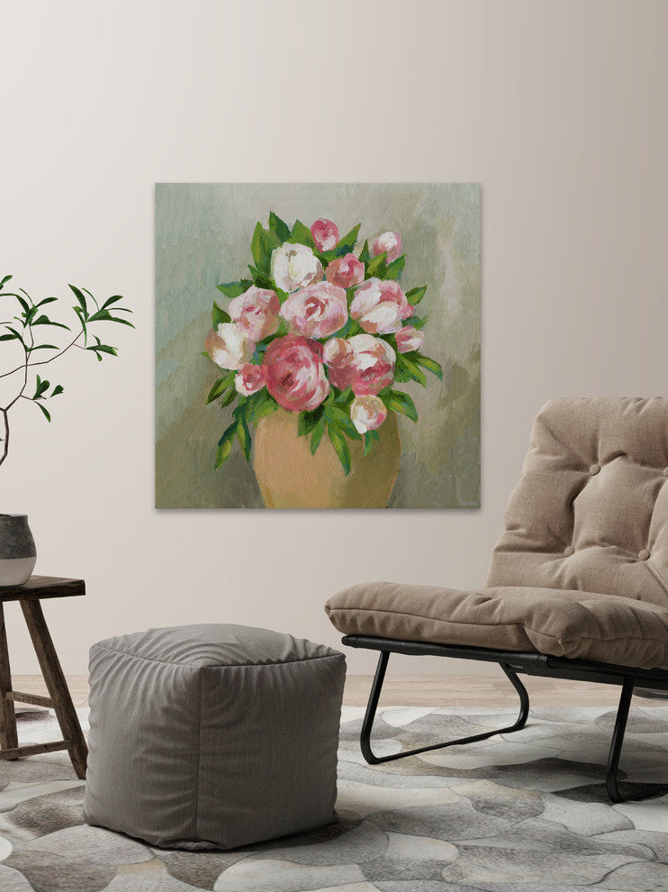 "Rose Pot" Painting Print on Wrapped Canvas, 48"x48"