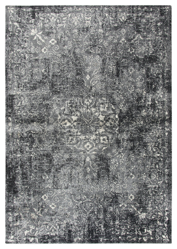 Panache PN6971 Gray Central Medallion Floral Area Rug, Rectangular 6'7"x9'6"