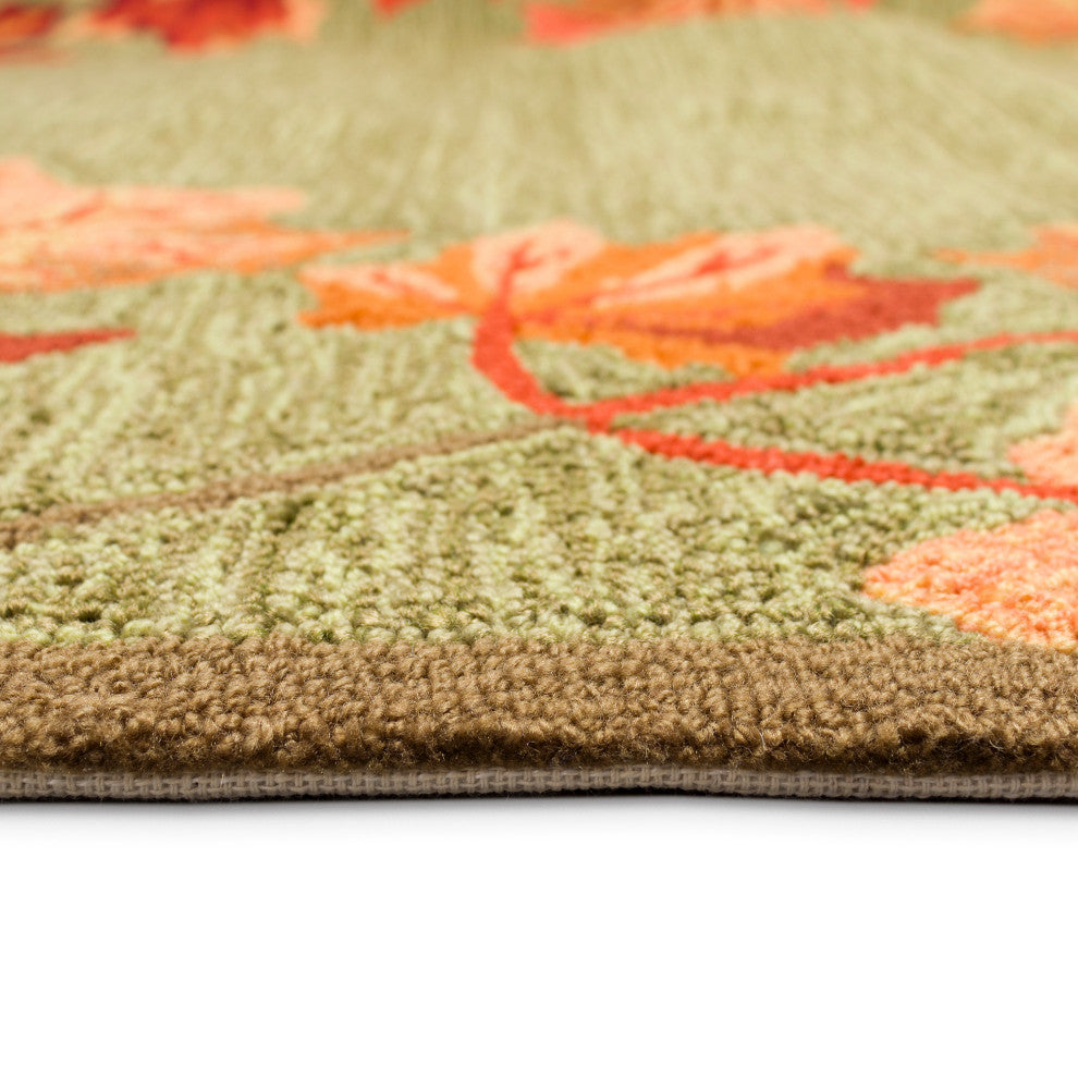 Ravella Falling Leaves Border Indoor/Outdoor Rug Moss 7'6"x9'6"
