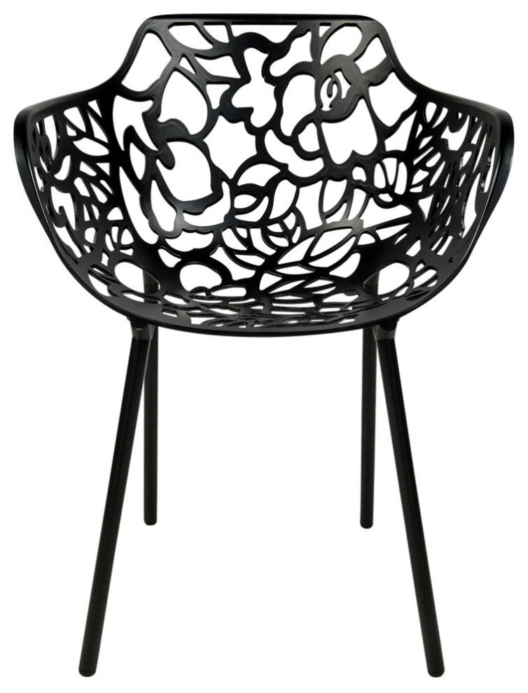 Leisuremod Modern Devon Aluminum Chair With Arm, Black