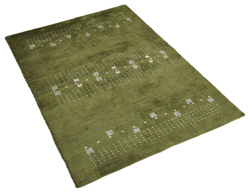 HAND KNOTTED LOOM SILK ECO-FRIENDLY AREA RUG -6'x9',Rectangle,Green,Contemporary