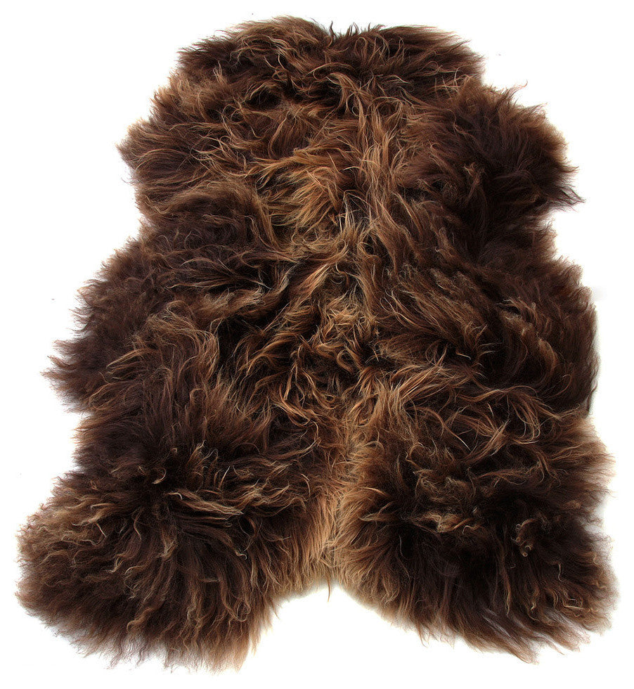 Arctic Icelandic Sheepskin Rug, 2'x3', Rusty Brown
