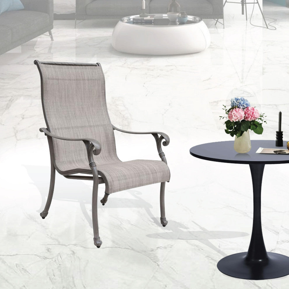 Stinson Sling Patio 2 Chairs With Aluminum Frame, All-Weather Furniture, Heritage Grey