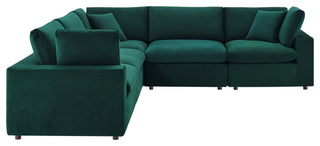 Commix Down Filled Overstuffed Performance Velvet 5-Piece Sectional, Green