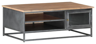 Vidaxl Coffee Table Gray 35.4"x19.7"x13.8" Solid Acacia Wood