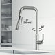VIGO Hart Angular 18" H Single Handle Pull-Down Kitchen Faucet, Stainless Steel, Without Extras