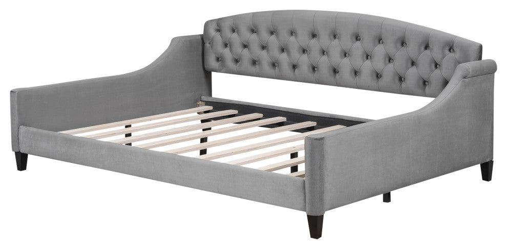 Gewnee Modern Luxury Tufted Button Daybed,Full in Gray