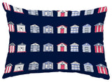 Multi Beach Hut 14"x20" Decorative Stripe Outdoor Pillow, Navy