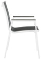 Nizuc Outdoor Patio Dining Chair (Set of 2), Black Fabric, Light Gray Arms