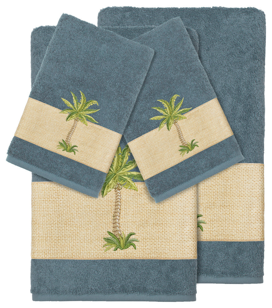 Colton 4-Piece Embellished Towel Set, Teal