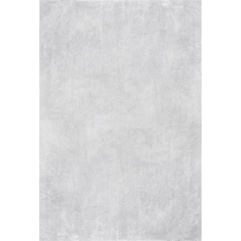 nuLOOM Loni Solid Machine Washable Shag Area Rug, Light Grey, 4'x6'