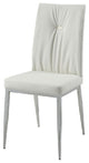 Kamaile Side Chair, Set-2, Beige Synthetic Leather and Chrome Finish