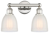 Brookfield 2-Light 15" Bath Vanity Light, Polished Nickel Finish, White Shade