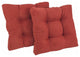 19" Squared Microsuede Tufted Dining Chair Cushion, Set of 2, Red Wine