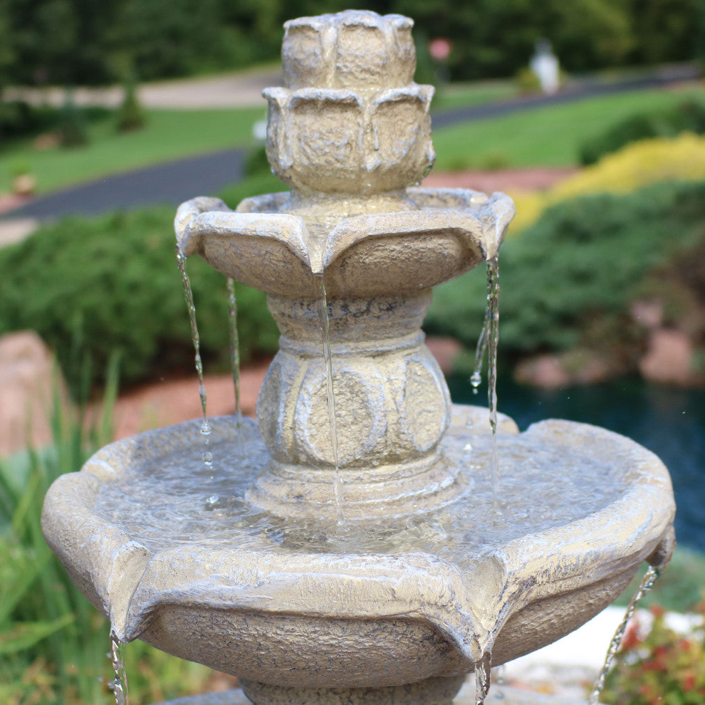Sunnydaze Birds' Delight Outdoor Garden Water Fountain Bird Bath, 35"