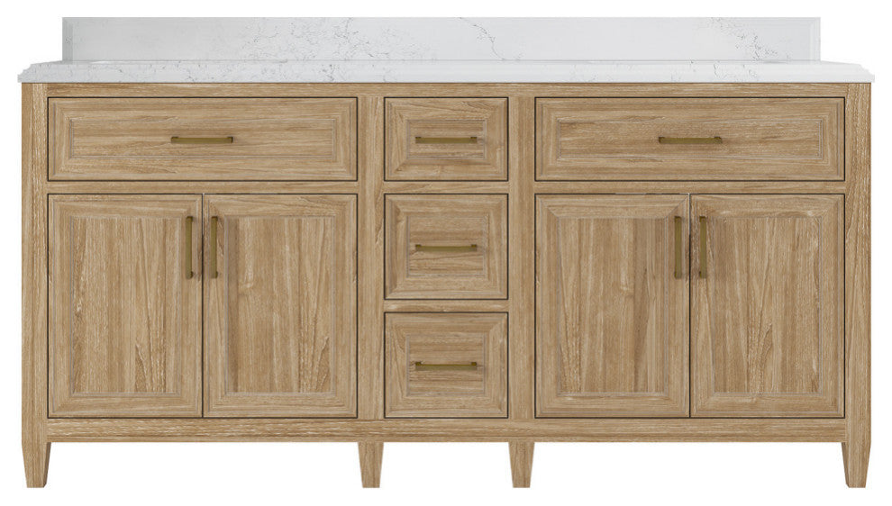 Santa Monica 72 Double Sink Bath Vanity in Whitewashed Teak 1.5" Empira Quartz