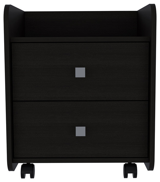 DEPOT E-SHOP Marsella Nightstand, Two Drawers, Superior Top, Metal Handle