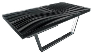 Modern Wave Coffee Table, Black, Chrome Base
