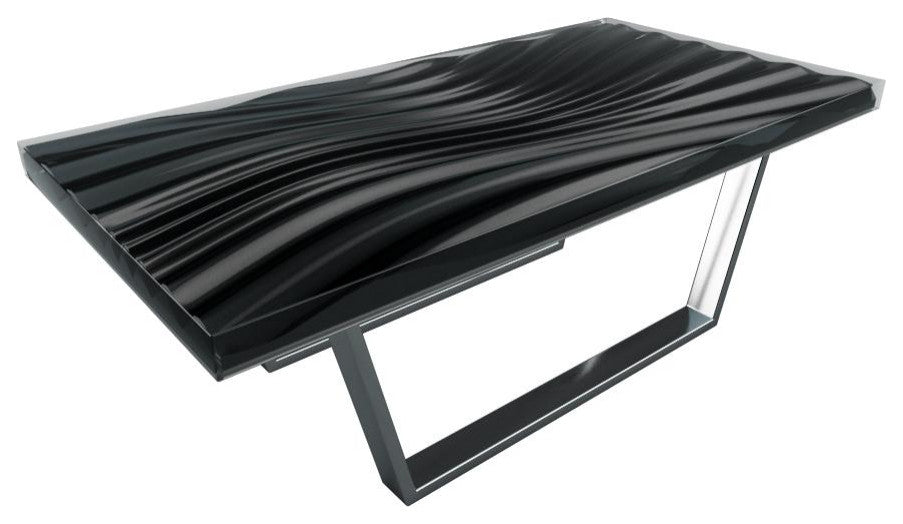 Modern Wave Coffee Table, Black, Chrome Base
