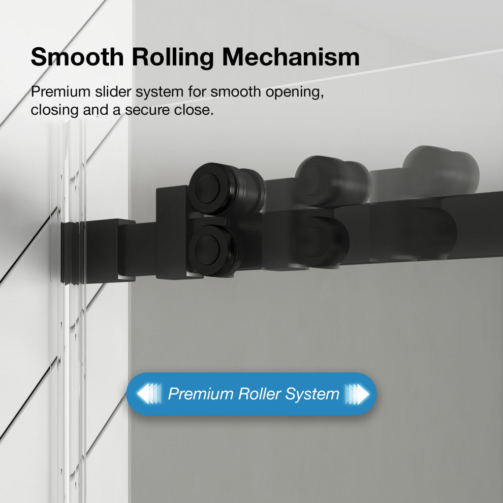 Selby Frameless Sliding Clear Alcove Shower Door, Black, 72"