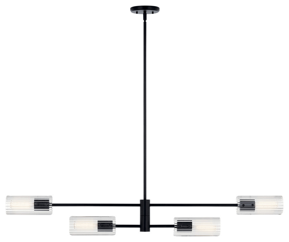 Velestino 47.50" 4-Light Linear Chandelier, Black