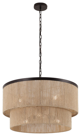 GetLedel 23.8" 6-Light Dimmable Handwoven Drum Chandelier, Oil Rubbed Bronze