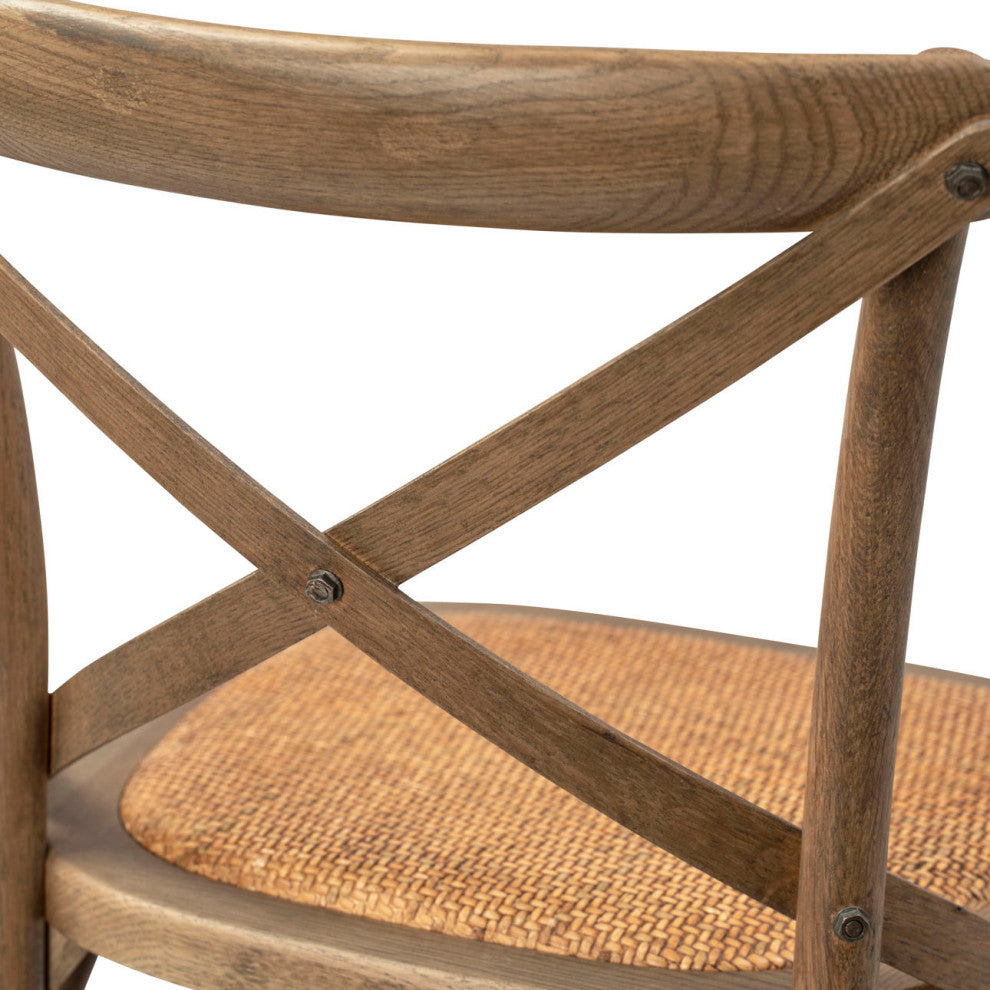 Natural Oak & Rattan Counter Stool