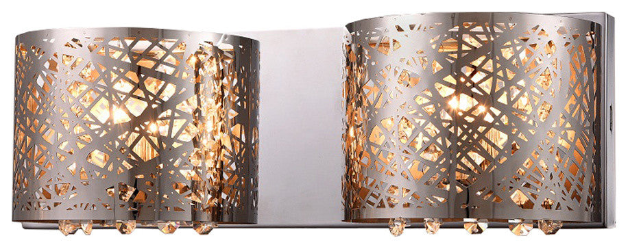 Aubrey 2-Light 16" Crystal Wall Lamp, Chrome