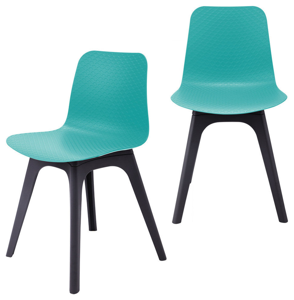 Hebe Series Shell Side Chairs Molded Seat With Leg, Set of 2, Turquoise