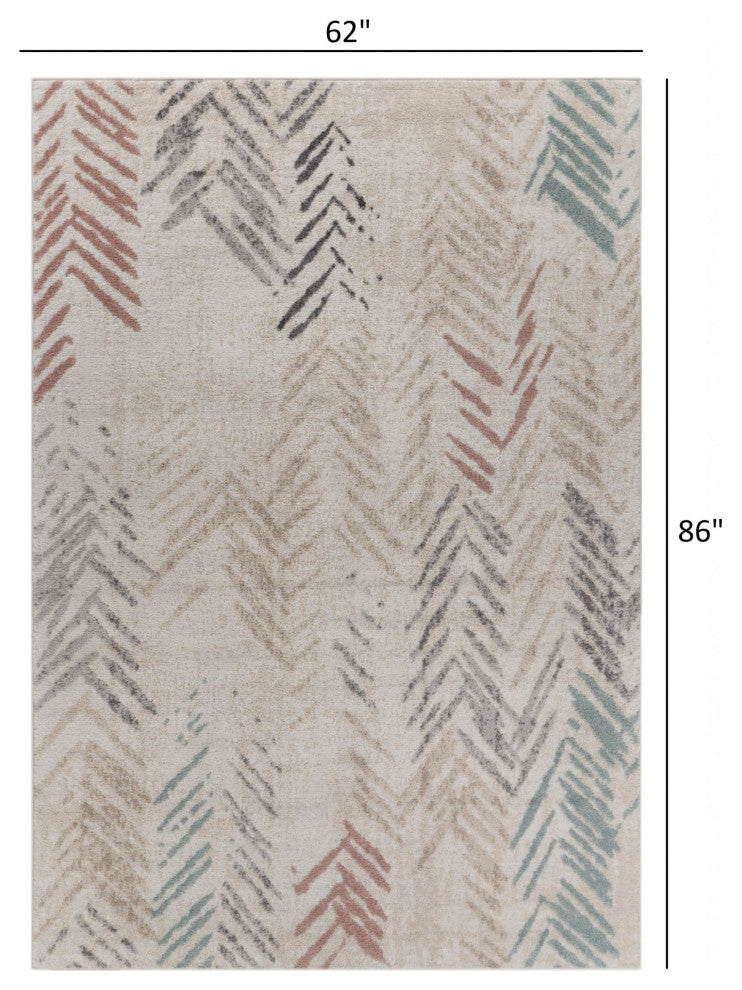 5' x 7' Ivory Eclectic Arrows Area Rug