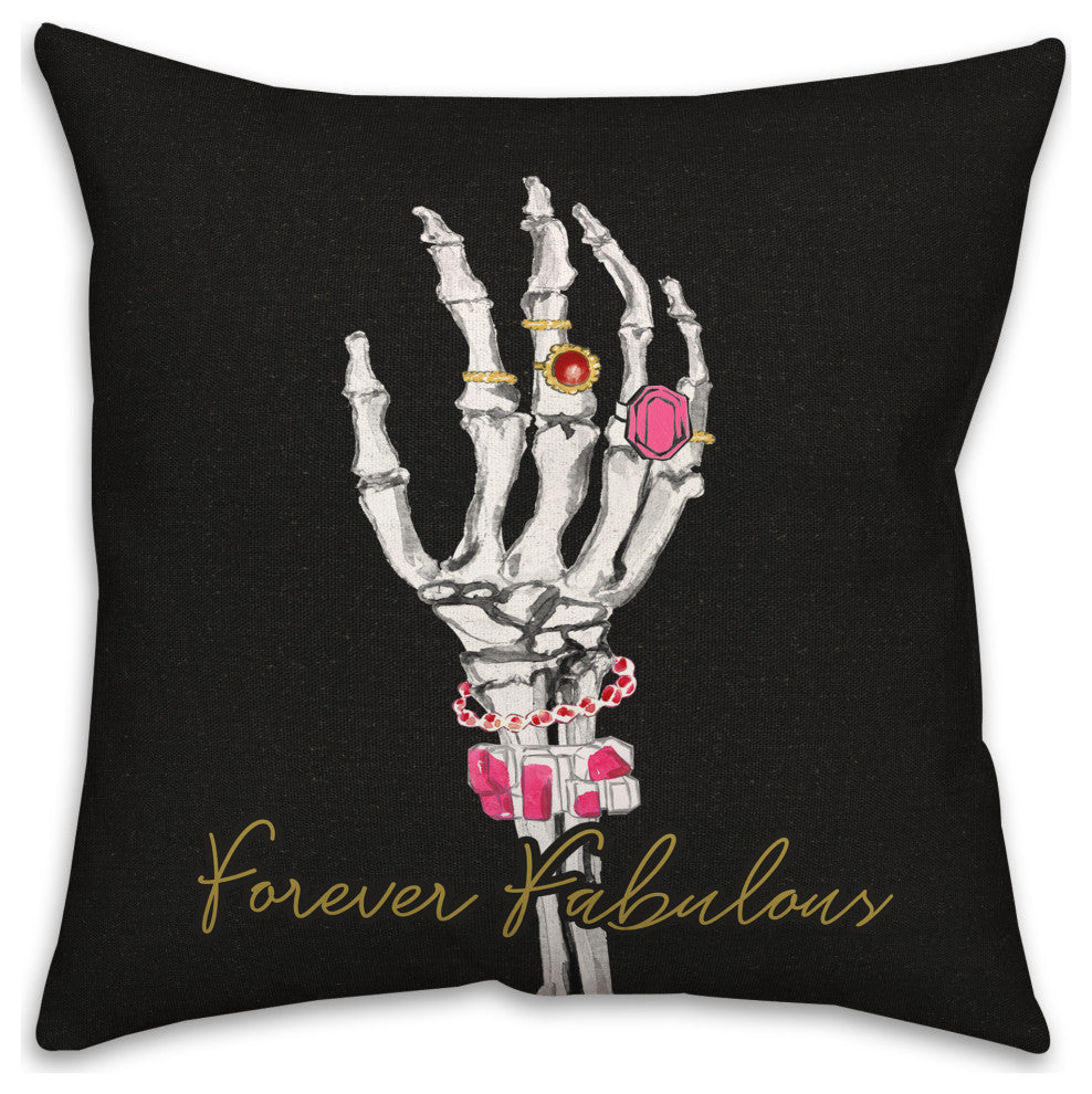 Fabulous Forever Skeleton 20x20 Throw Pillow