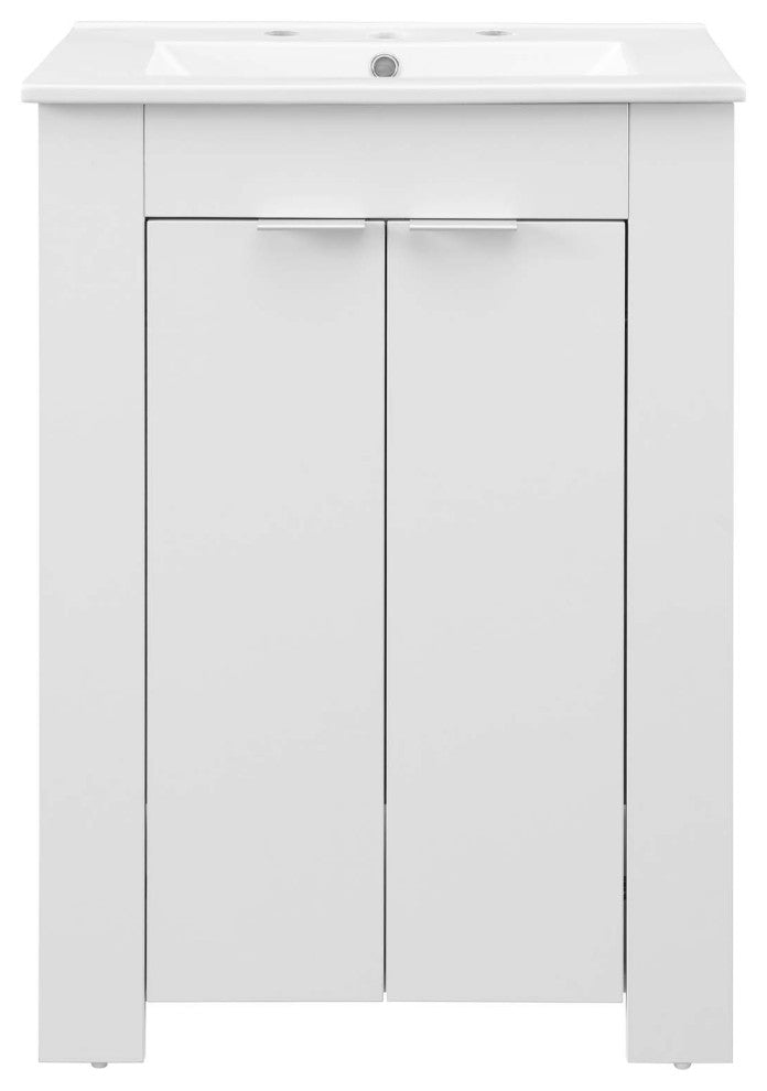 Sink Vanity Cabinet, Melamine, White, Modern Contemporary, Hotel Bathroom