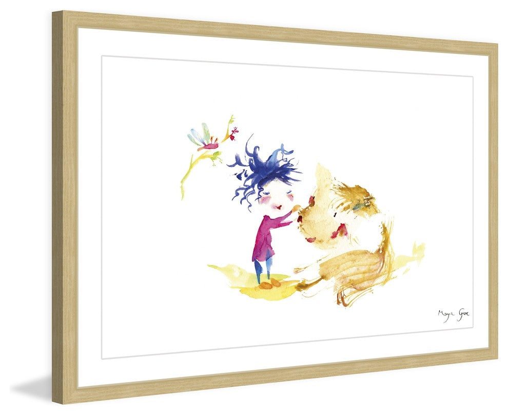 Marmont Hill, "A Girl and a Dog" by Maya Gur Framed Painting Print, 18x12