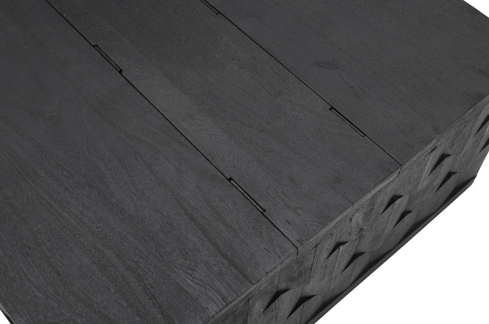 Onyx Storage Cocktail Table in Dark Gray on Mango Solid Wood
