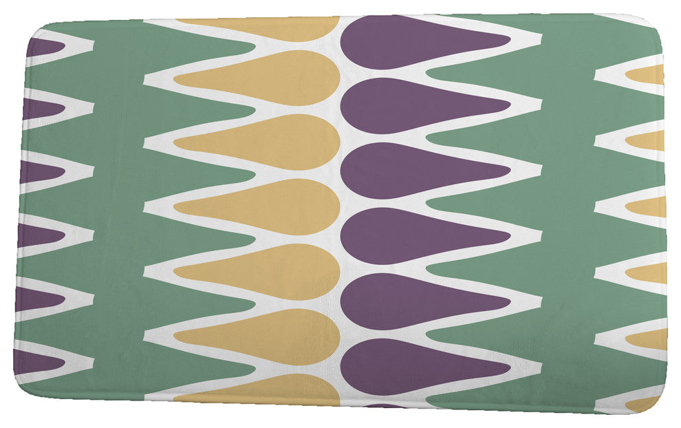 Upscale Getaway Multi Colored Picks Geometric Print Bath Mat, Green, 17"x24"