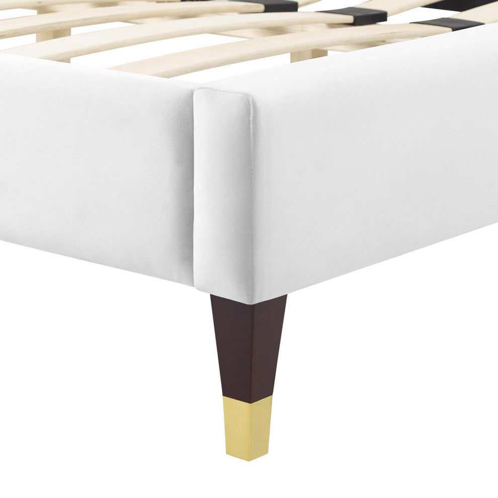 Current Performance Velvet Full Platform Bed, White