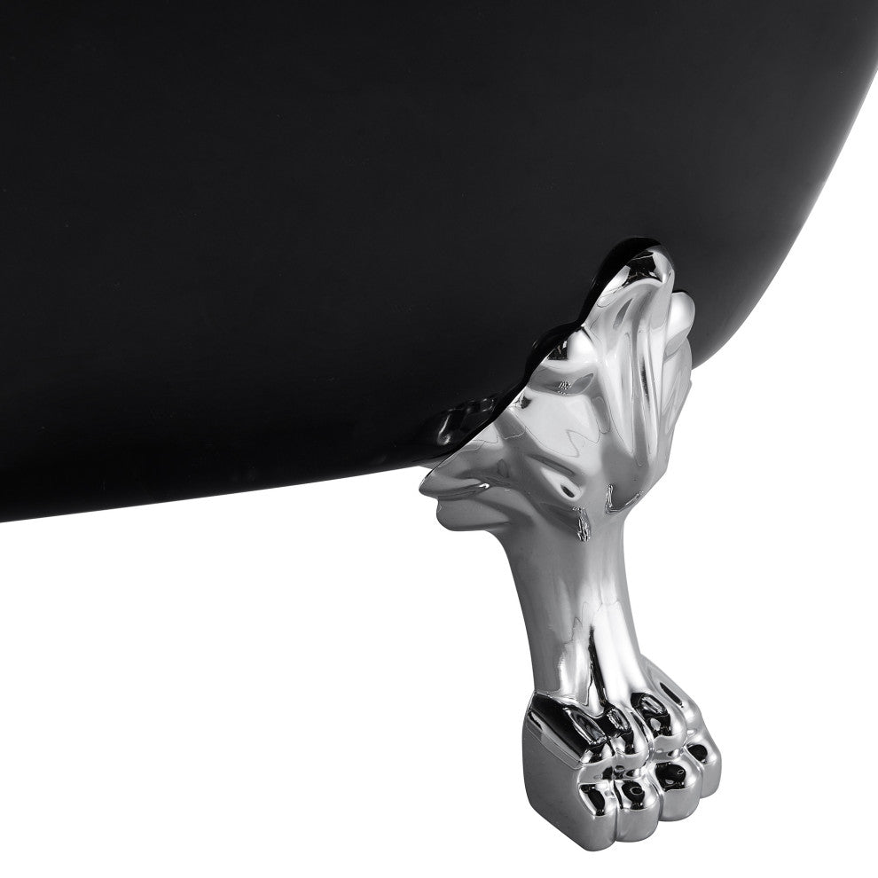 59" Acrylic Roll-Top Clawfoot Non-Whirlpool Bathtub, Black