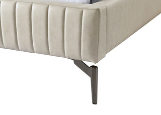 Gallo Vegan Leather Upholstered Bed, Beige, Queen