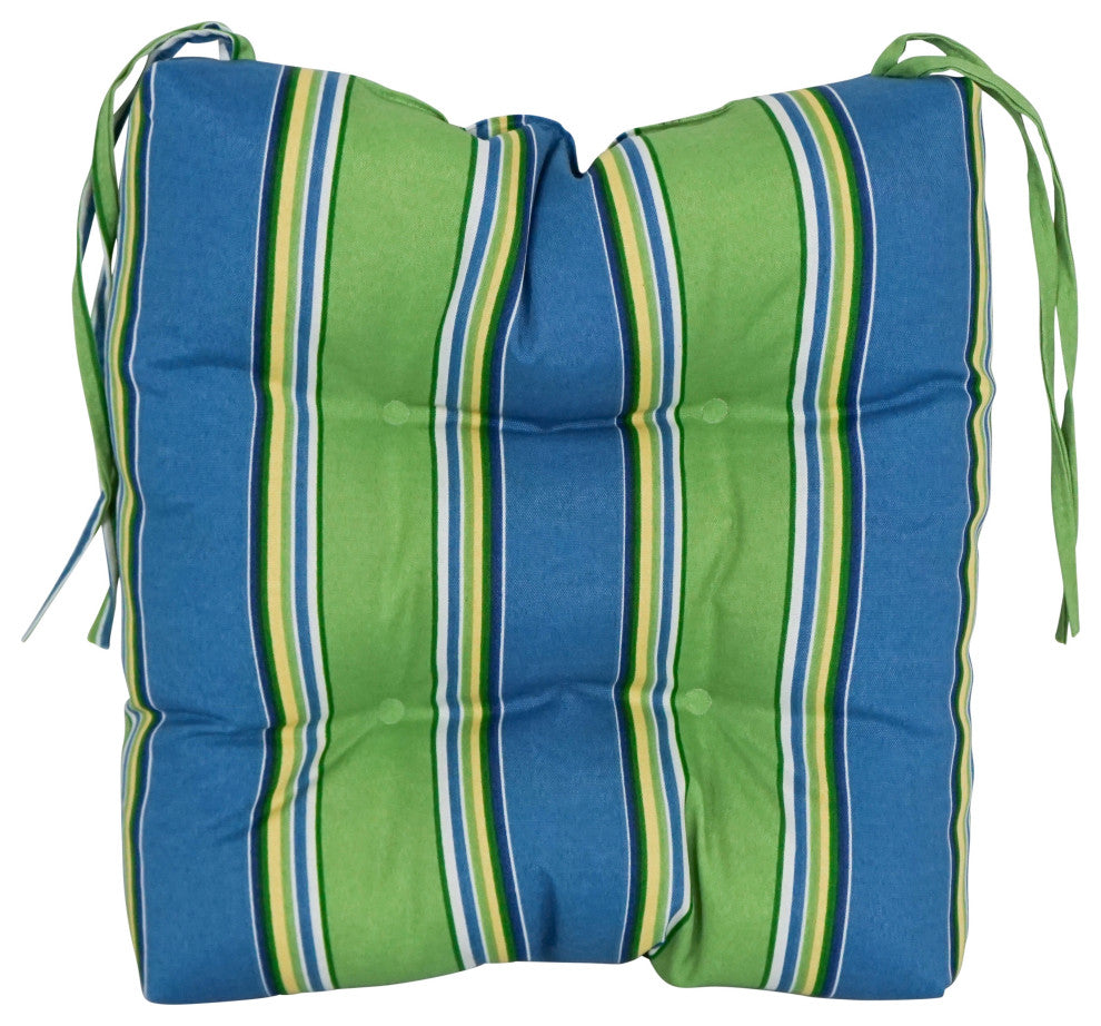 16" Patterned Outdoor Square Tufted Chair Cushions, Set of 6, Haliwell Caribbean