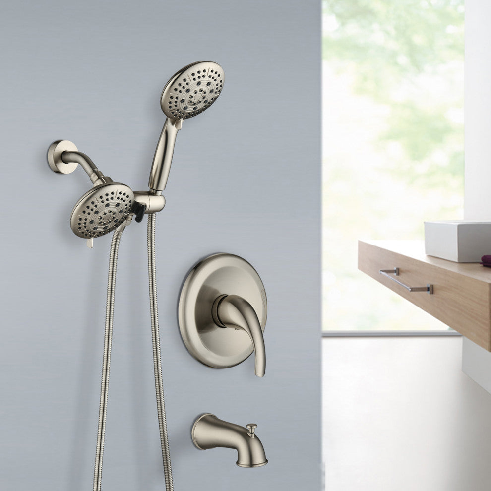 5 inch Wall-Mounted Round Shower System with Handheld Shower and head shower and